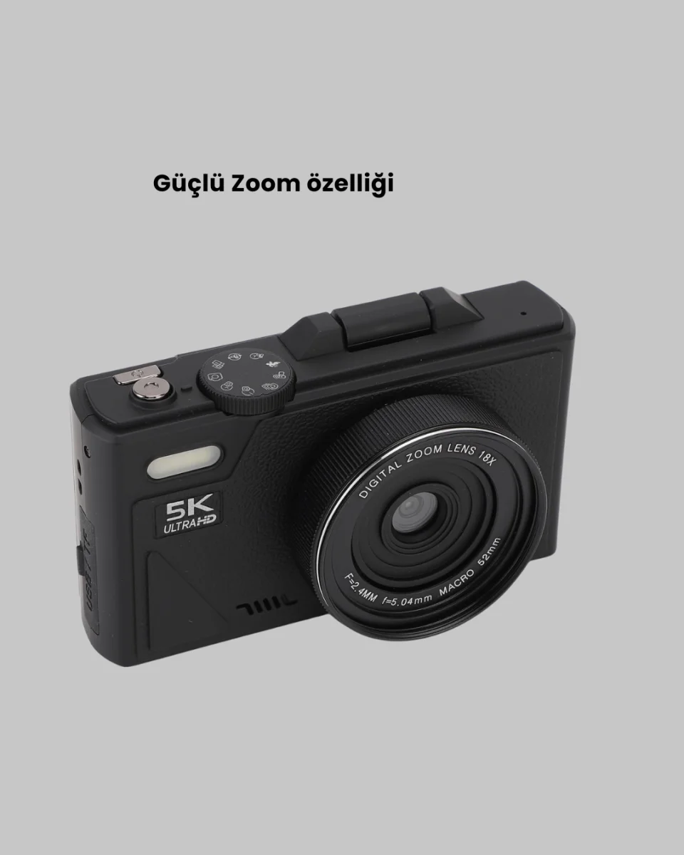 5K UHD Dijital Kamera 75MP Sensör 18x Zoom Stabilizasyonlu
