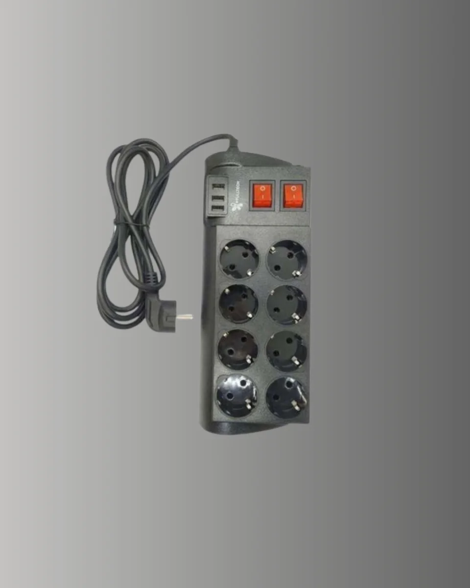 Termal Korumalı 8 Prizli 3 USB’li Uzatma Kablosu