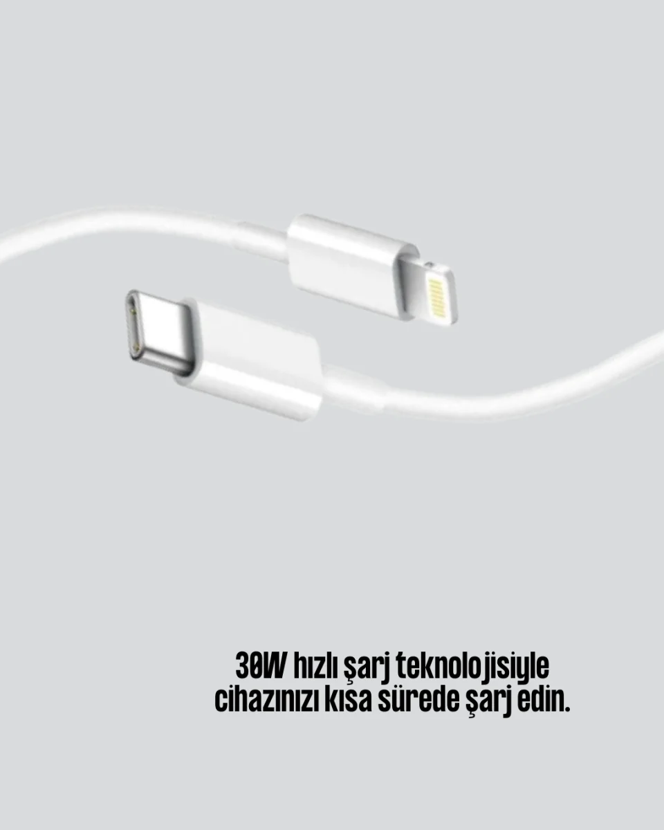 Orijinal Kalite 30W Type-C Lightning Hızlı Şarj Kablosu – 1.2m Dayanıklı