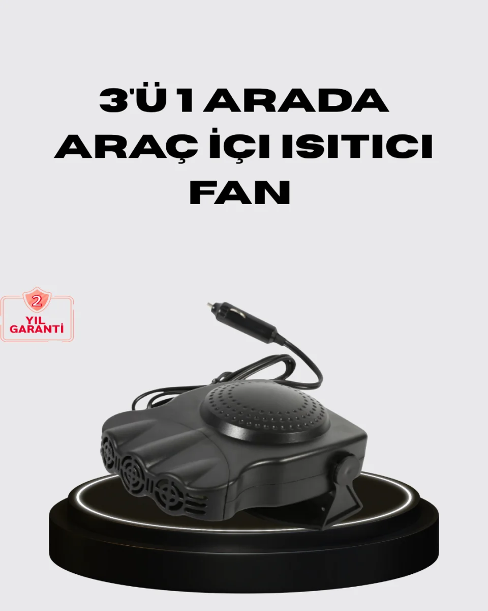 Araç İçi Isıtıcı ve Fan 3’ü 1 Arada 12V Çakmak Girişli ve Hızlı Isınma Özellikli