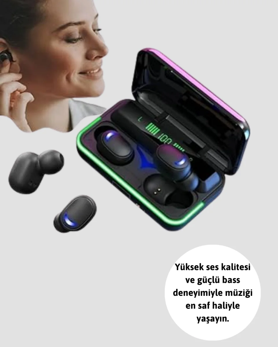 E10 Powerbanklı Bluetooth Kulaklık Oyun Modu ve Şık Tasarım