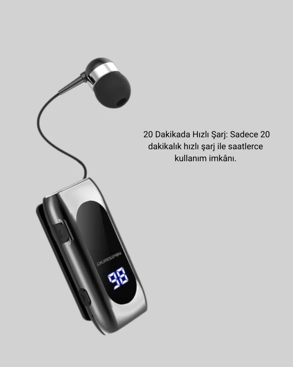 Bluetooth 5.2 Klipsli Kablosuz Kulaklık – Dijital Ekran & Titreşimli Uyarı