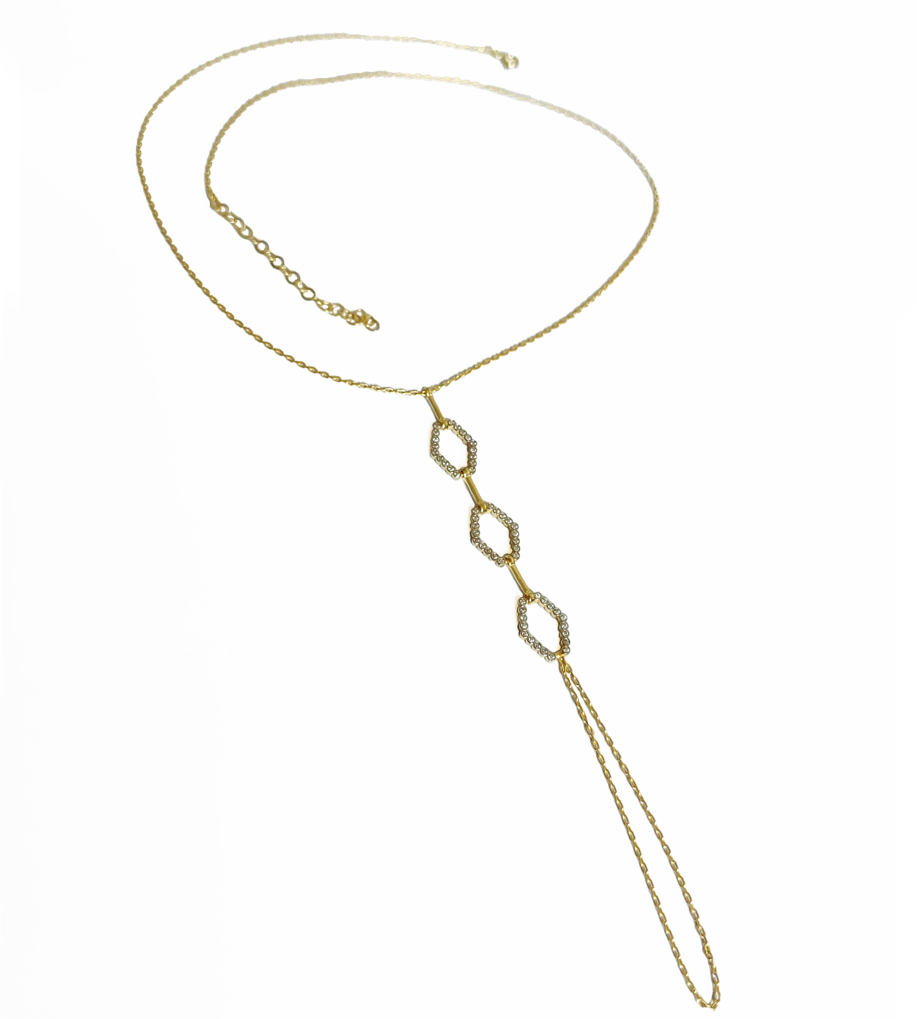 3 Sıra Altıgen Modeli Gümüş Şahmeran Bileklik - Gold Renk