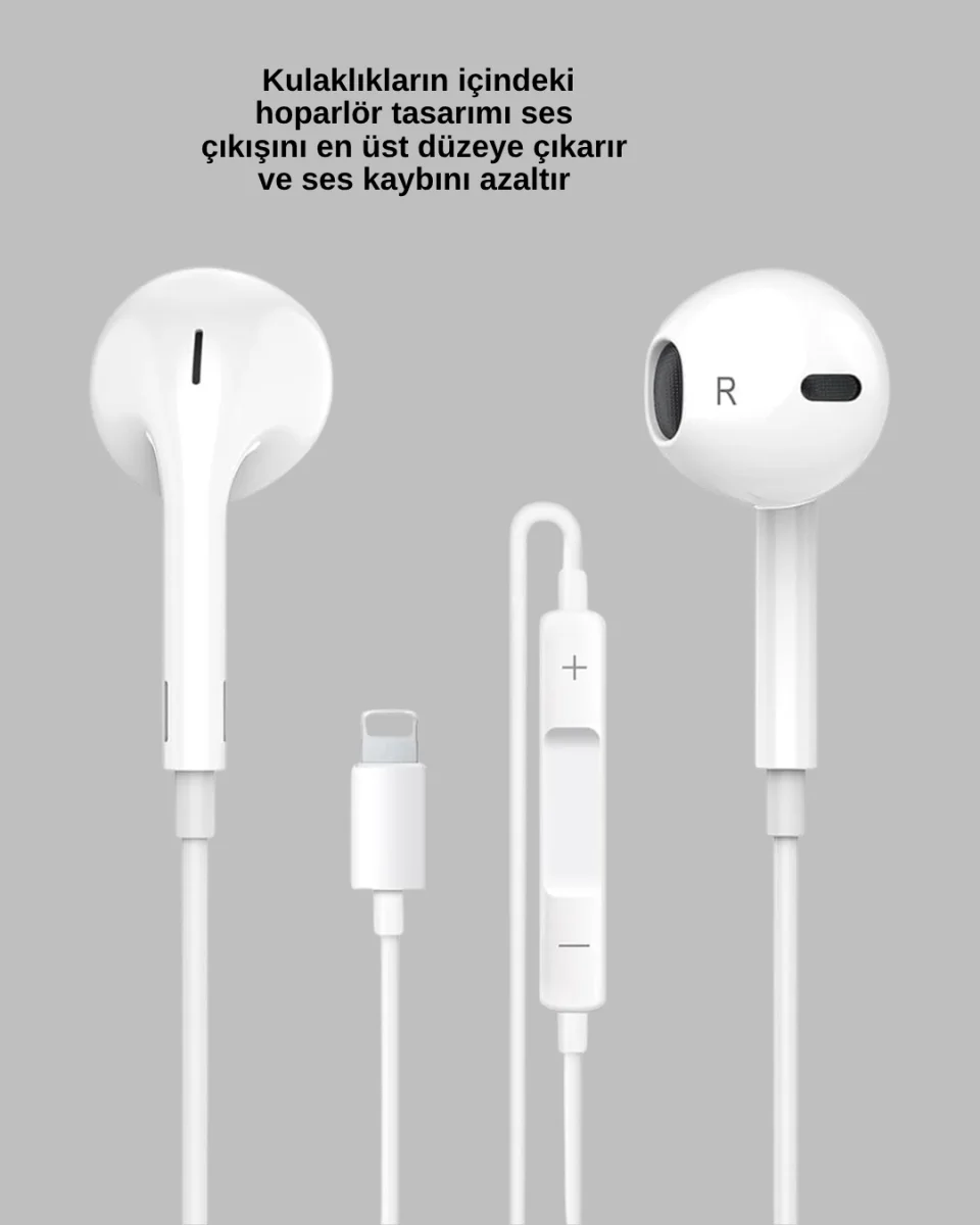 iPhone 14 ve altındaki modellerle uyumlu Kablolu kulaklık