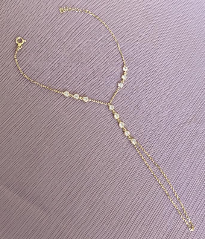Beyaz Taşlı Kalpli Gümüş Şahmeran Bileklik - Gold Renk