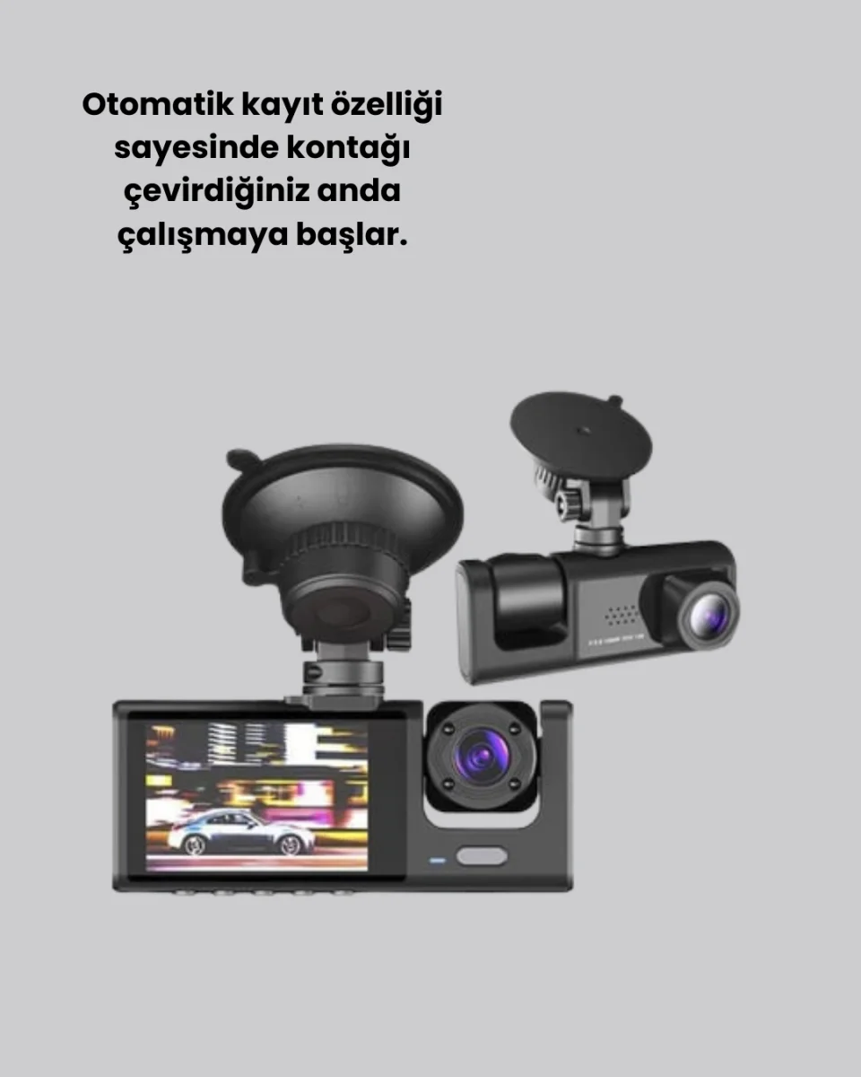 Üç Kameralı Araç Kamerası Full HD Gece Görüş G-Sensör