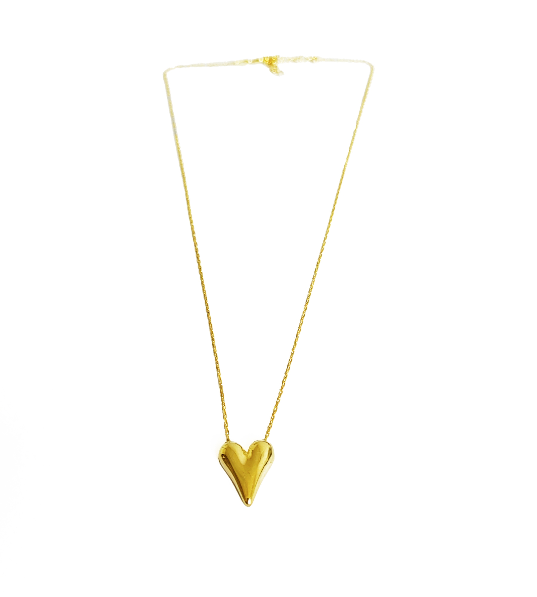 Taşsız Gümüş Kalp Kolye - Gold Renk