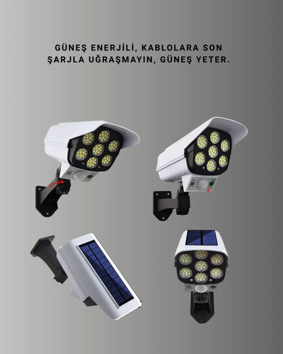PVC+PC Malzemeli, 2'si 1 Arada Güvenlik Lambası – Ayarlanabilir Başlık ve Panel Açısı
