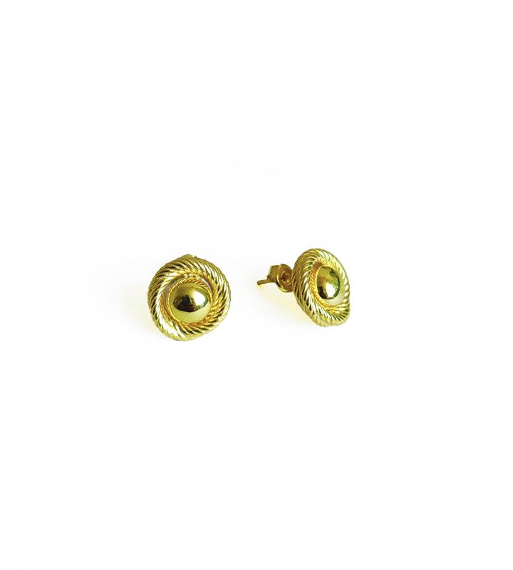 Taşsız Sarmal Model Gümüş Küpe - Gold Renk