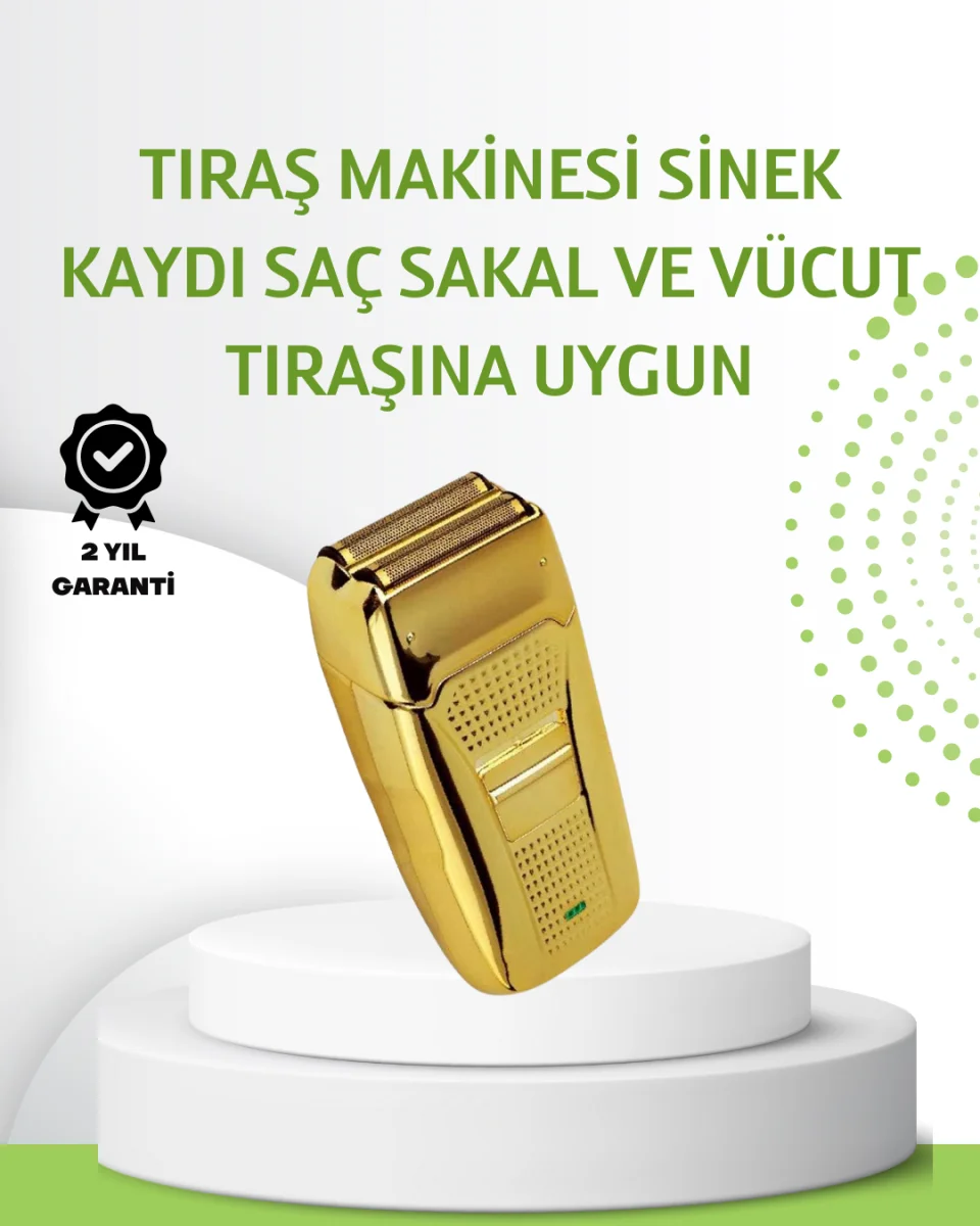 Çift Başlık ve Favori Şekillendirme Özellikli Altın Renk Tıraş Makinesi