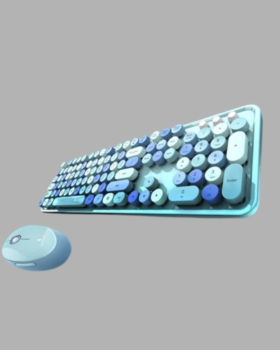 Kablosuz Klavye ve Mouse Seti – Sessiz Tuş, Retro Tasarım