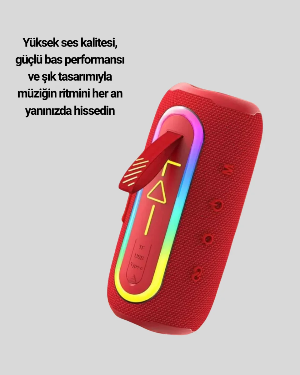 Taşınabilir Bluetooth Hoparlör Kırmızı IP67 Su Geçirmez