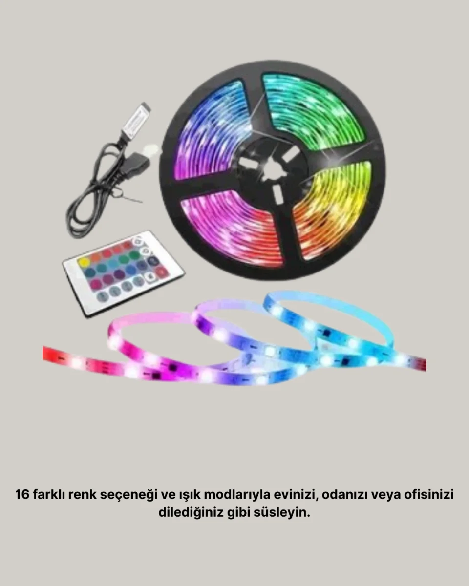 Uzaktan Kumandalı RGB Smart Şerit LED Işık Esnek ve Taşınabilir Dekorasyon