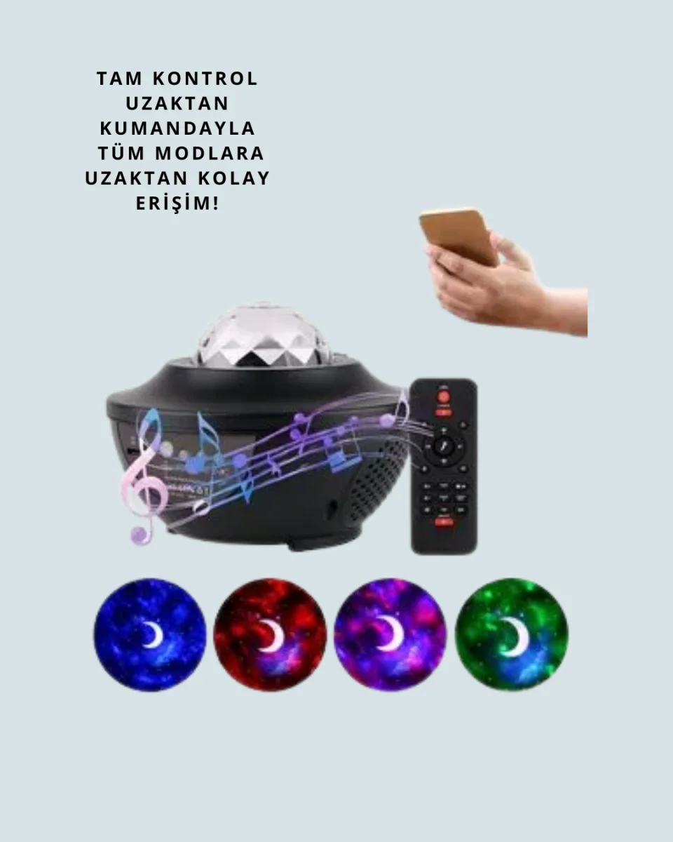 Bluetooth & USB Müzik Çalar Gece Lambası – 50 m² Kapsama, Uzaktan Kumanda