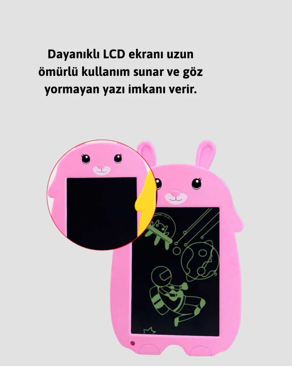 Kağıt Benzeri LCD Yazı Tableti | Tek Tuşla Silme ve Uzun Pil Ömrü