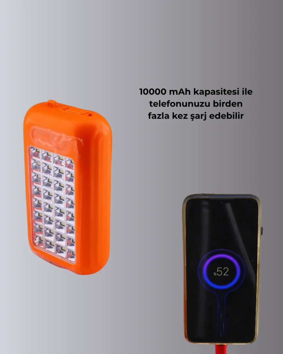 10000 mAh Güneş Enerjili Taşınabilir Şarj Cihazı ve Aydınlatma Cihazı