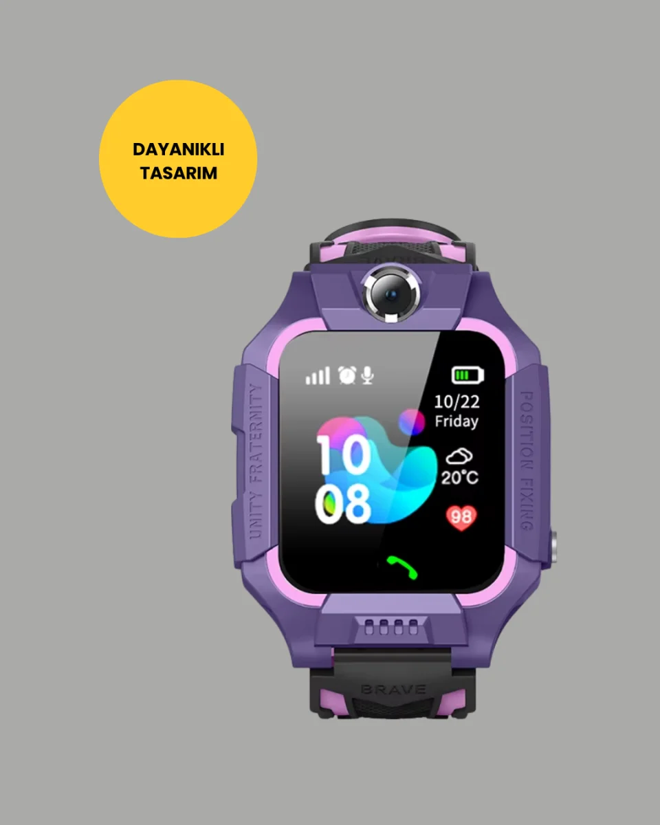 S10 Akıllı Çocuk Saati Mor Tasarım Adımsayar ve Alarm Fonksiyonlu