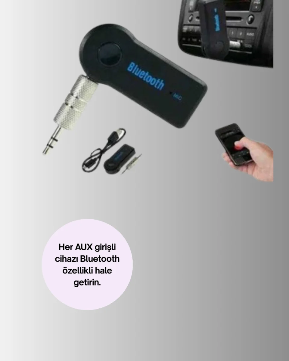Araç İçi Bluetooth AUX Adaptörü ve Telefon Görüşme Cihazı
