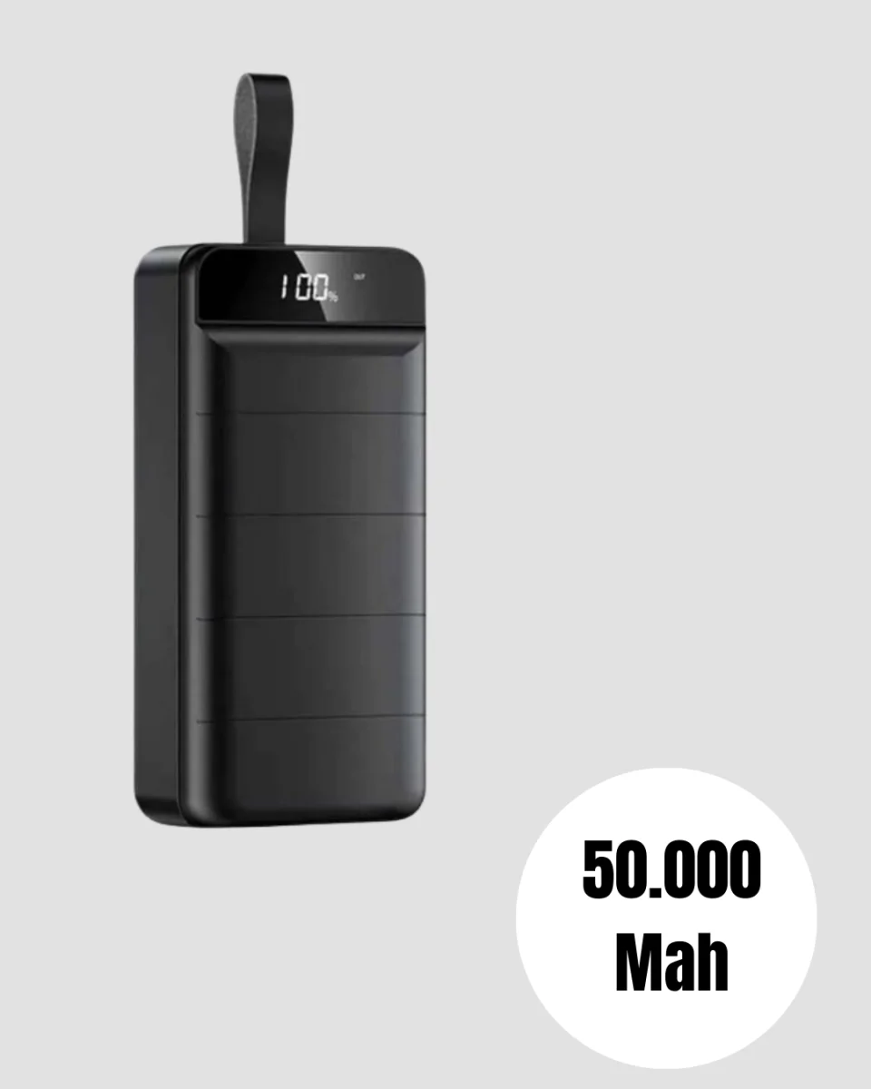 Tüm Cihazlarla Uyumlu 50.000 mAh Powerbank – Yüksek Kapasiteli, LED Gösterge ve Akıllı Koruma Fonksiyonlu