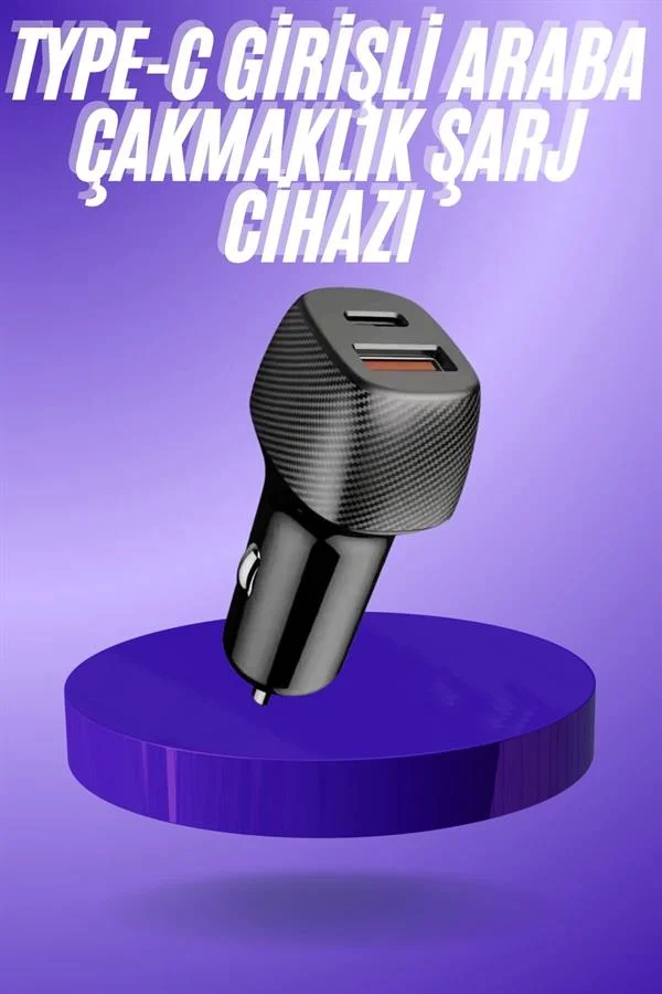 38W USB Type-C Girişli Oto Çakmaklık Araç İçi Hızlı Şarj Çakmaklık Şarj Aleti