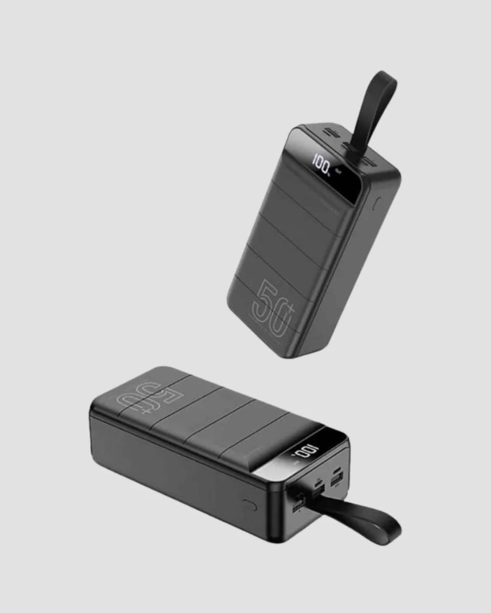 Yüksek Kapasiteli 50.000 mAh Powerbank – Type-C, Lightning ve Micro USB Uyumlu, Çoklu Cihaz Şarj Özellikli