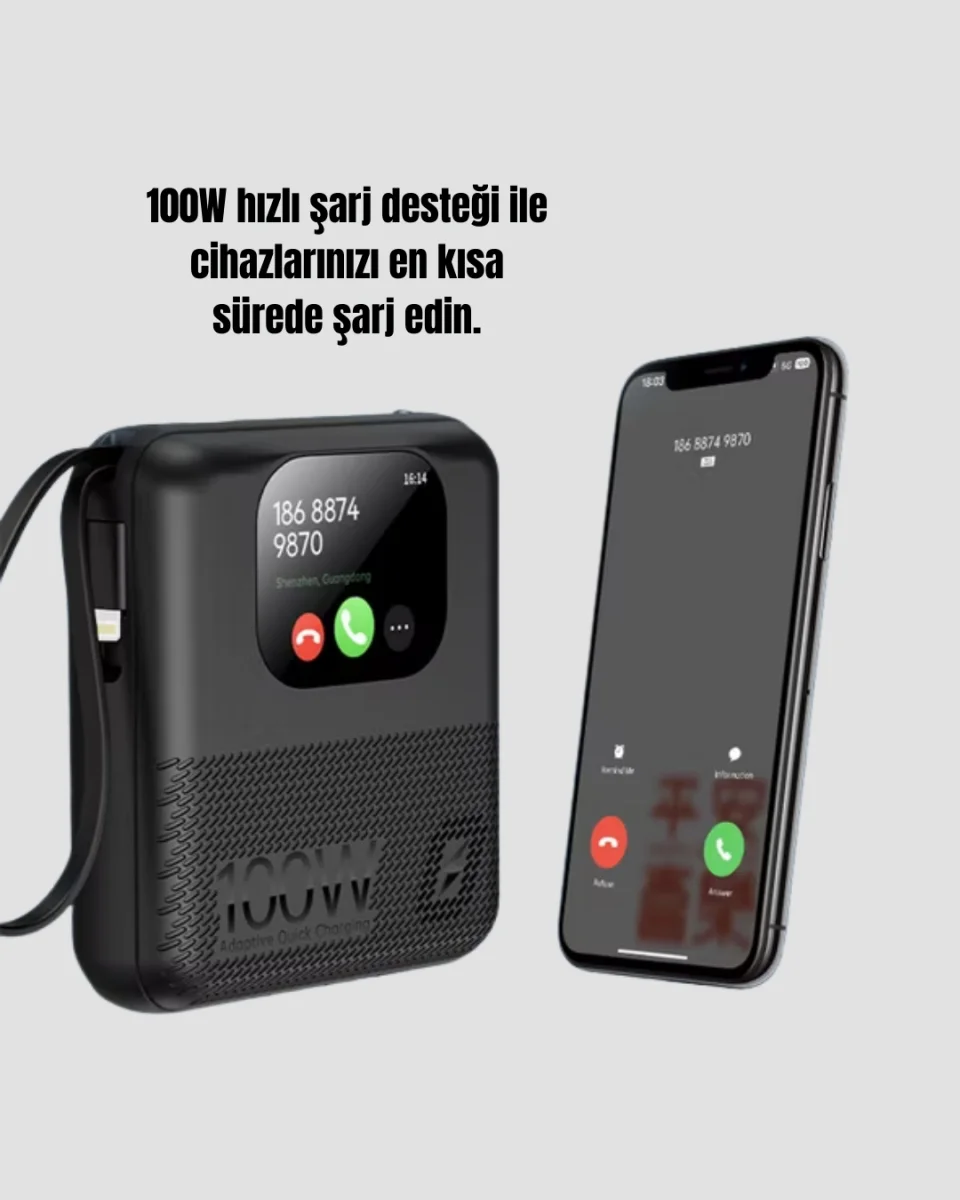 Su Geçirmez 10000 mAh Powerbank ve Akıllı Saat Özellikli Taşınabilir Şarj