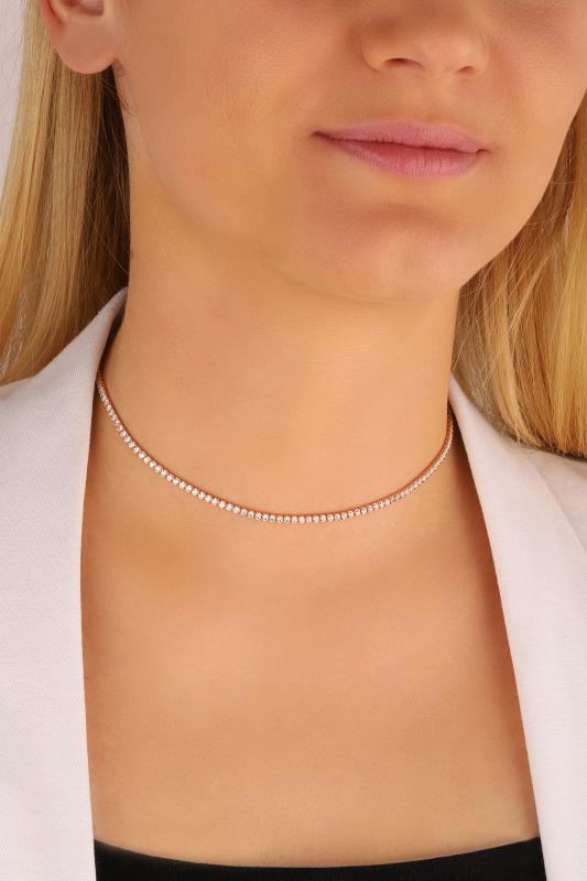 1,5 mm Taşlı Gümüş Suyolu Choker Kolye