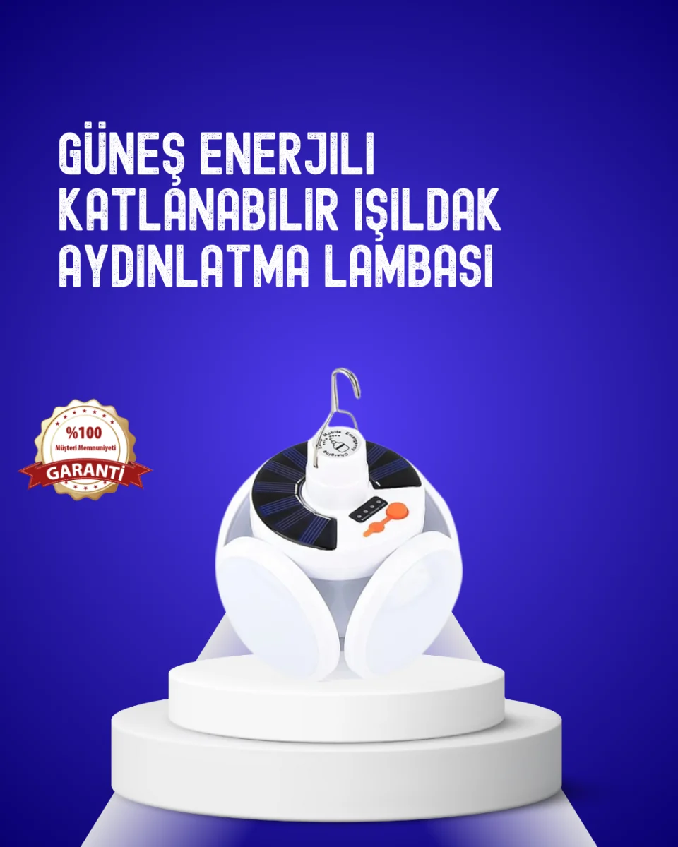 USB ve Solar Şarjlı Katlanabilir 5 Taraflı LED Lamba