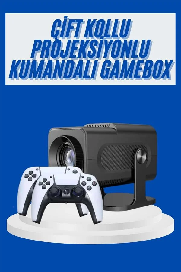 4K Android Smart Wi-fi Çift Kollu Projeksiyon Game Box Kumandalı Taşınabilir