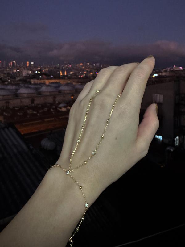 Top Zincir ve Taşlı Gümüş Şahmeran Bileklik – Trend Gümüş Aksesuar - Gold Renk