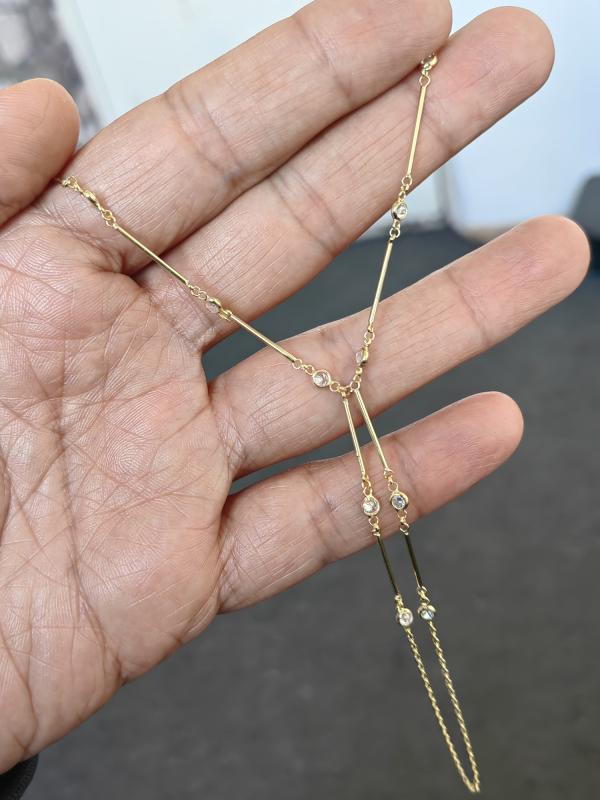 Zirkon Taşlı Gümüş Şahmeran Bileklik – Uzun Çubuk Zincirli Tasarım - Gold Renk