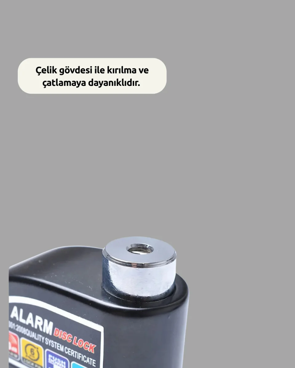 Suya Dayanıklı 110dB Alarmlı Çelik Disk Kilidi