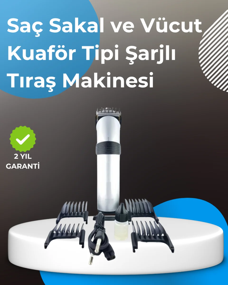 Profesyonel Saç ve Sakal Tıraş Makinesi – Tam Aksesuar Setli