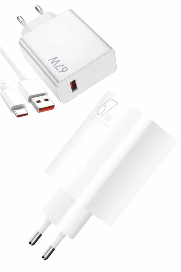 Beyaz Ultra Plus Hızlı Şarj Seti Şarj Adaptörü ve Kablosu 67W