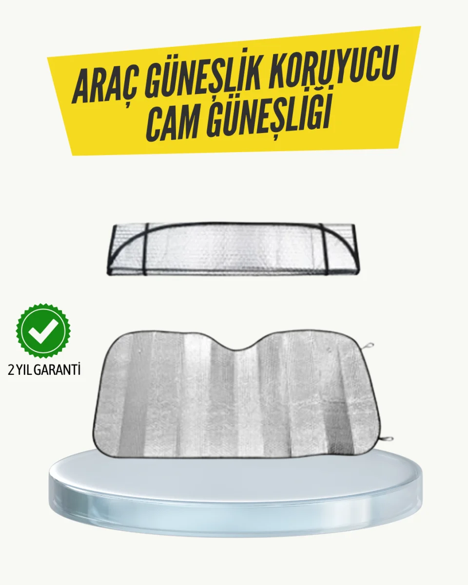 Metalize Reflektörlü Katlanabilir Araç Güneşliği – Yüksek Performanslı Isı ve UV Koruması