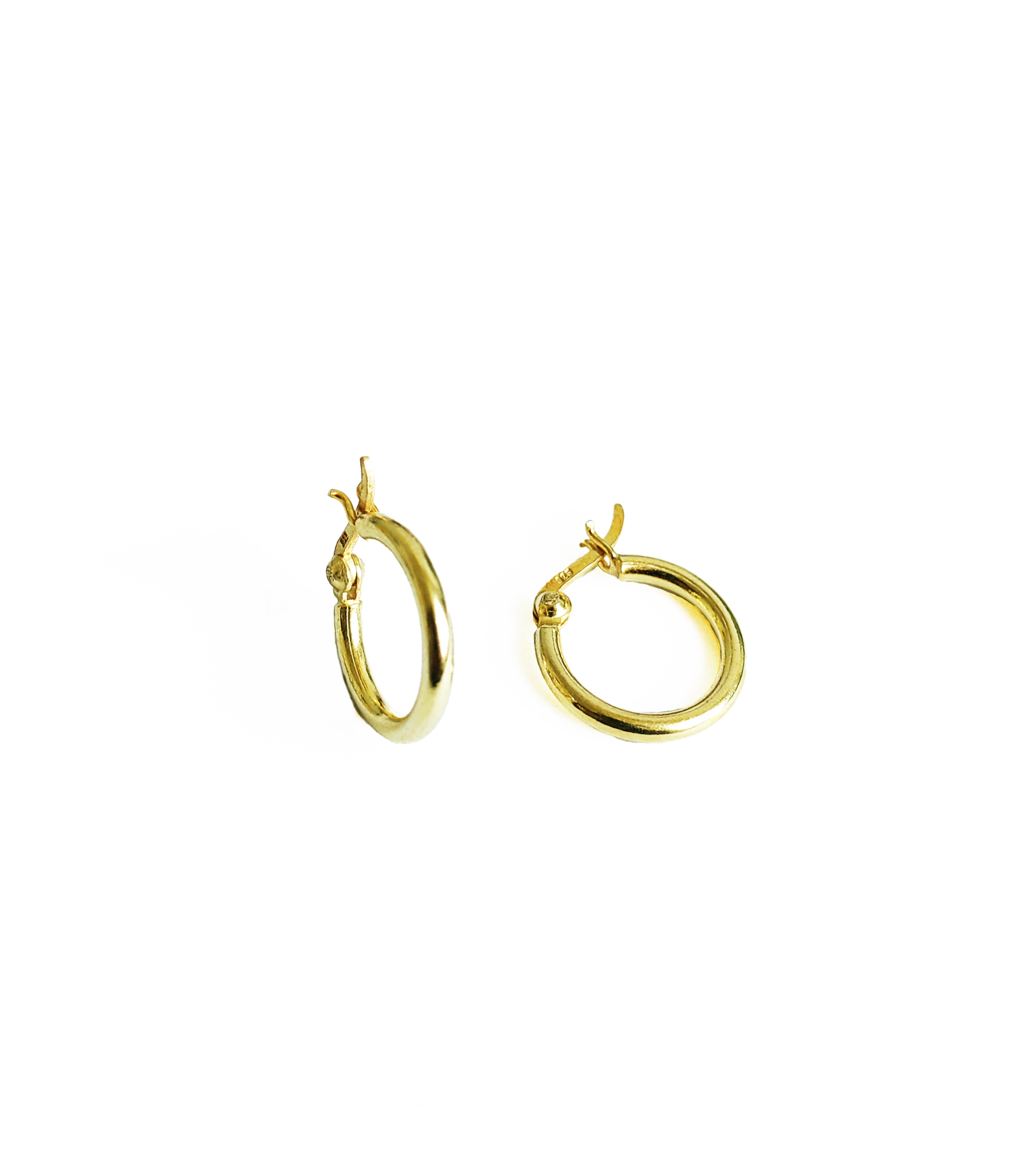 Minimal Yuvarlak Gümüş Küpe - Gold Renk