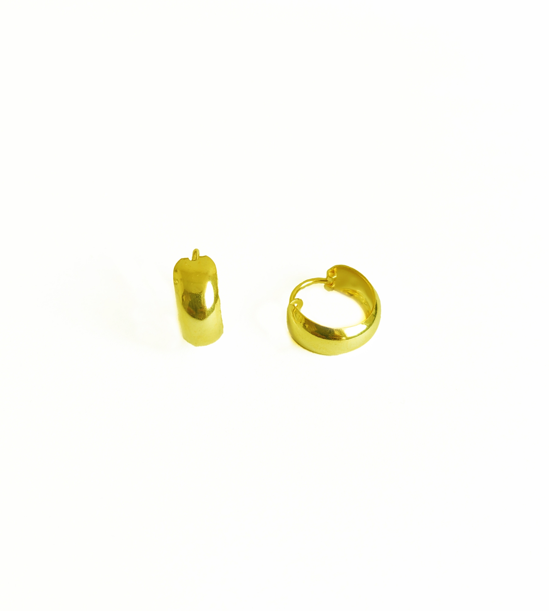 Taşsız Gümüş Tombul Halka Küpe - Gold Renk