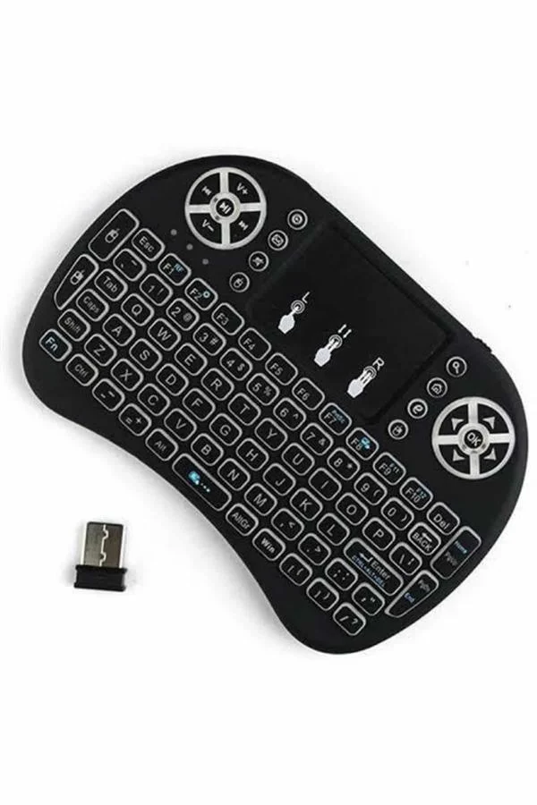 Kablosuz Türkçe Q Klavye RGB Işıklı Televizyon Ps3 Dokunmatik Mouse