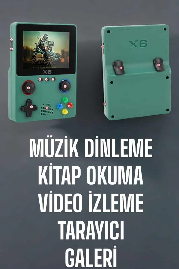 3.5 İnç Ekran 1000 Oyunlu Oyun Konsolu El Atarisi Miüzik Dinleme ve Kitap Okuma
