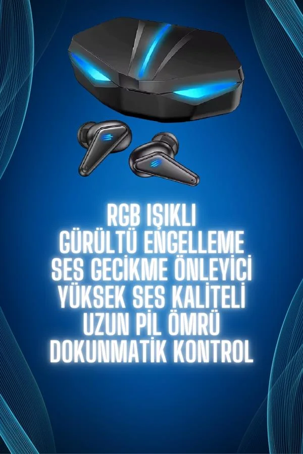 Bluetooth Kulaklık Oyuncu Kulaklığı RGB Işıklı Oyunlarda Düşük Gecikme