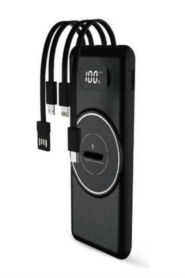 Wireless Powerbank 10000 Mah LED Ekranlı Dahili Kablolu Hızlı Şarj