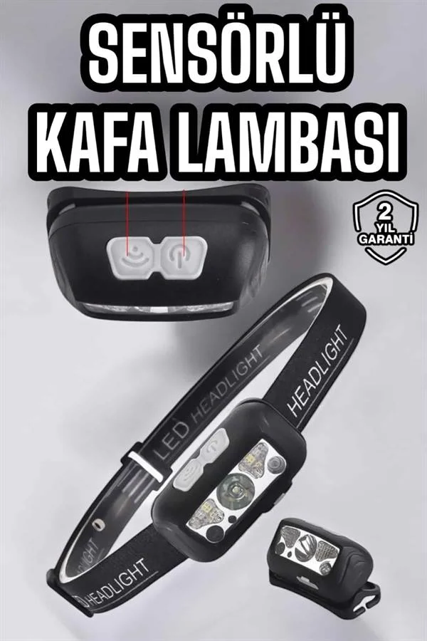 Kafa Lambası Kamp Lambası Sensörlü Şarjlı Ayarlanabilir
