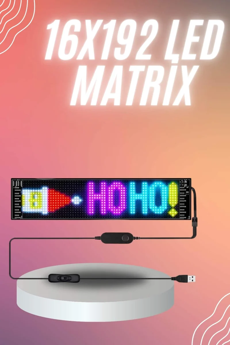 Matrix Led 16x192 Cama Yapışan Telefon Kontrollü Panel Dijital Ekran Kumandalı