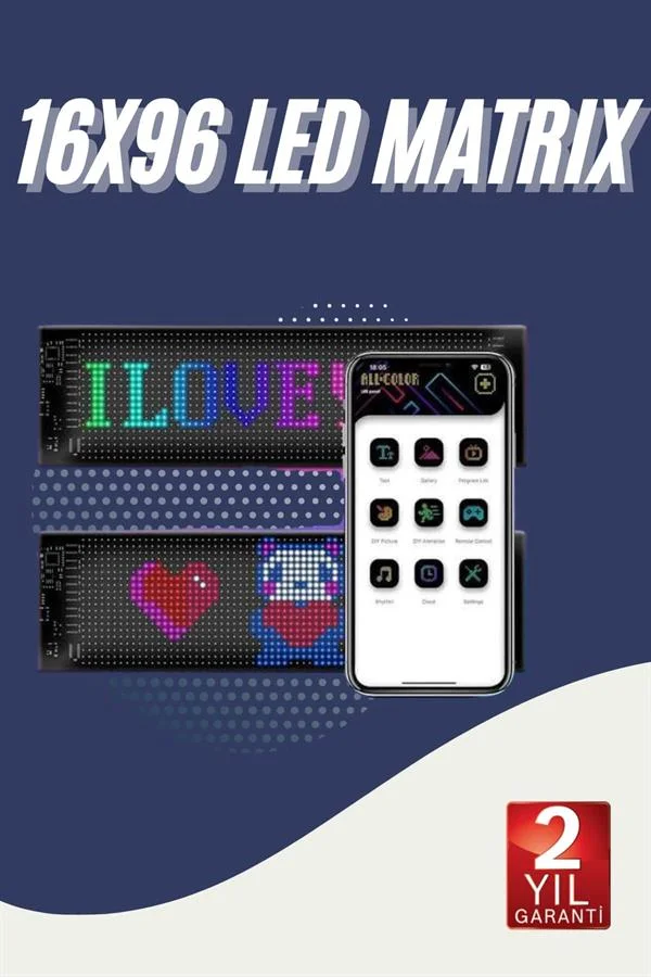 Cama Yapışan En Büyük Boy Telefon Kontrollü Led Ekran Digital Araba Yazısı