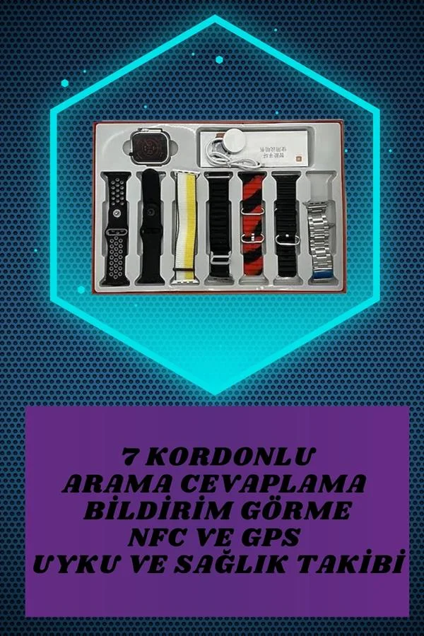 Yeni Nesil Akıllı Saat ve Bluetooth Kulaklık Kampanyası Dokunmatik Kare 7 Kordonlu