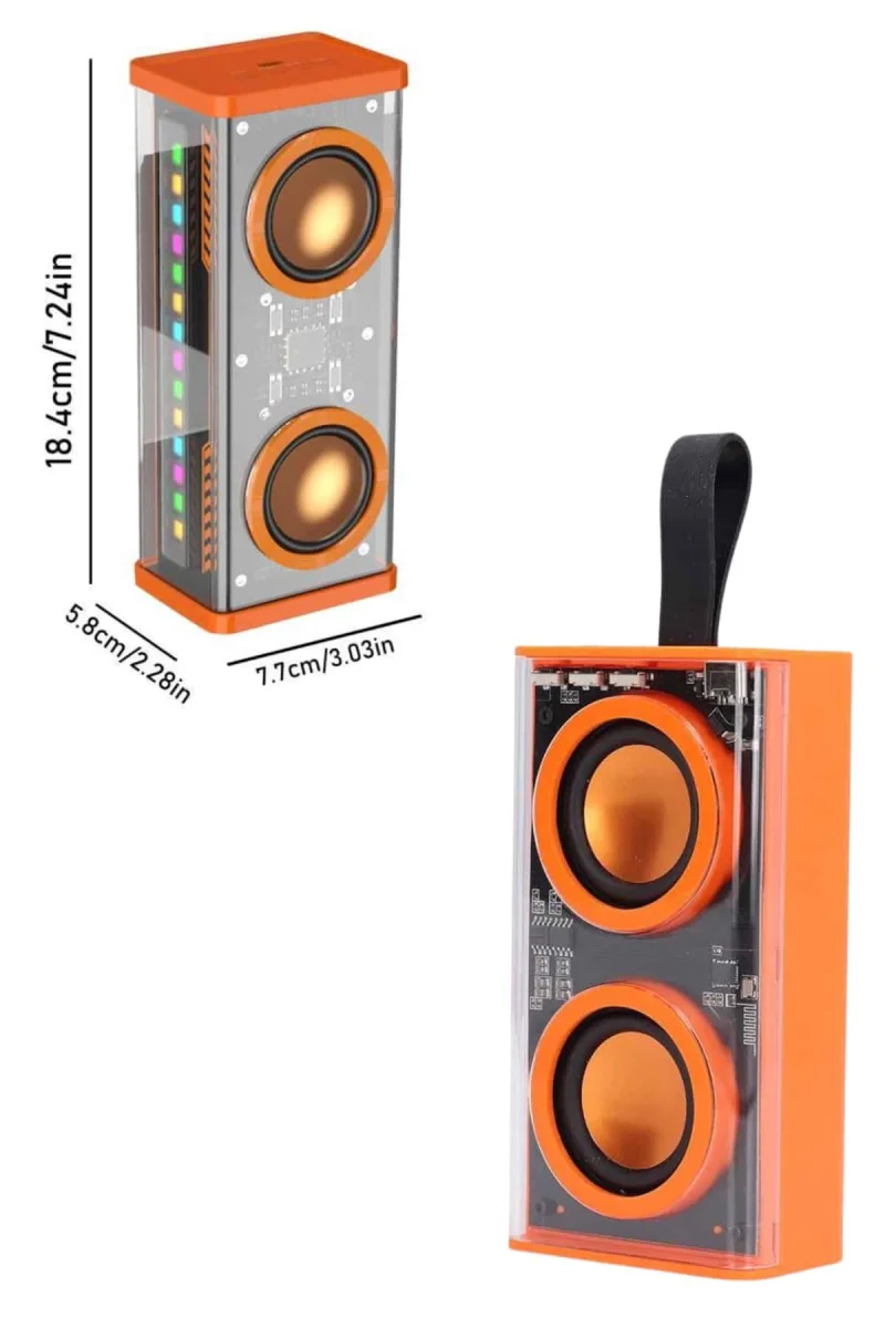 Şeffaf Taşınabilir Bluetooth Hoparlör Uzun Ömürlü Çift Hoparlörlü