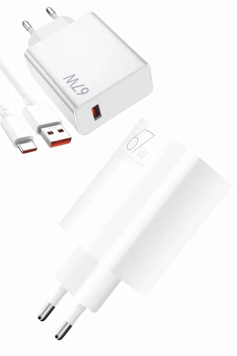 Beyaz Ultra Plus Hızlı Şarj Seti Şarj Adaptörü ve Kablosu 67W