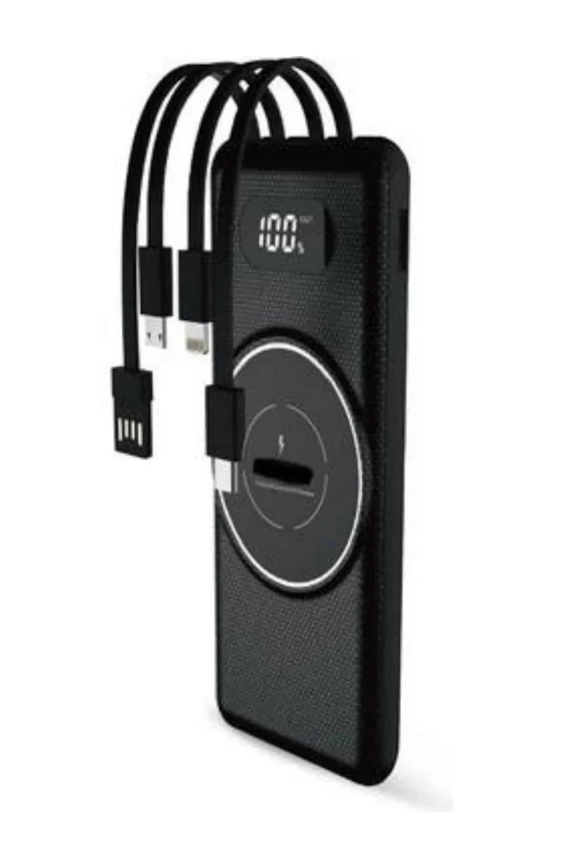 Wireless Powerbank 10000 Mah LED Ekranlı Dahili Kablolu Hızlı Şarj