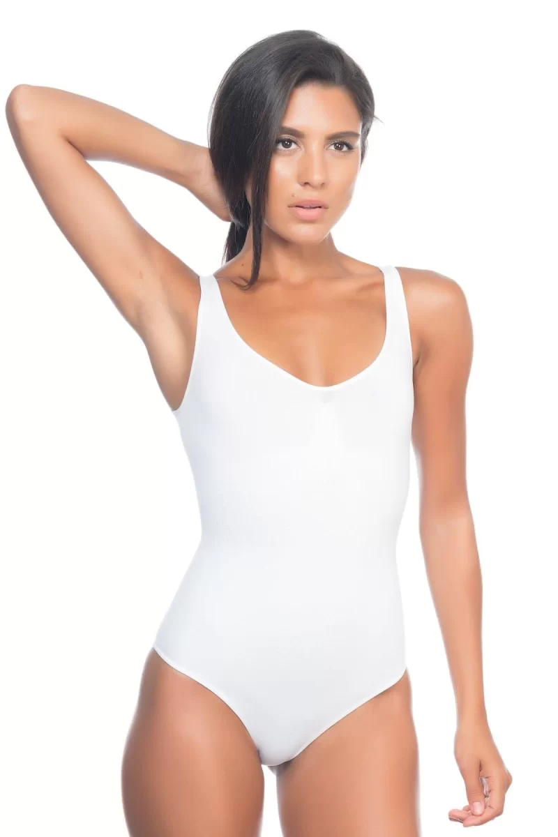 Beyaz Kalın Askılı Body Korse