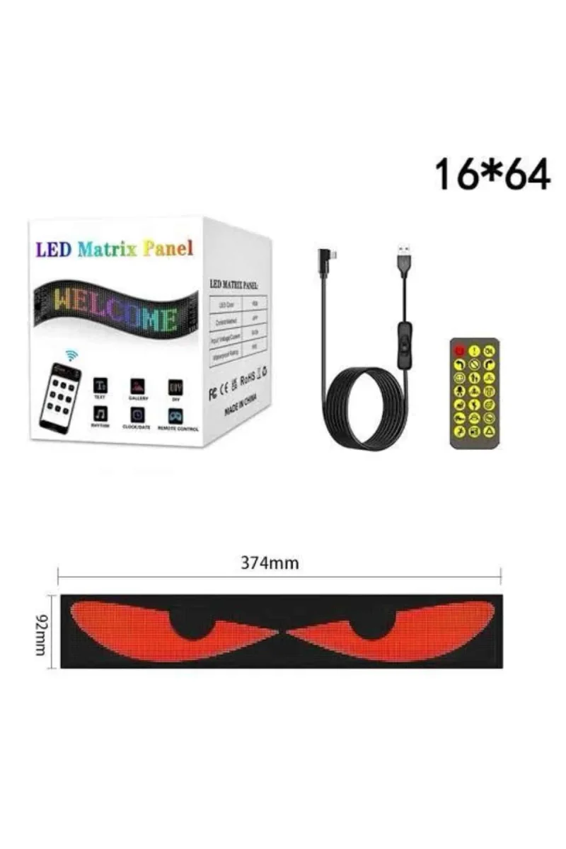 LED Matrix Panel RGB Ekran Kumandalı Araç Camına Uygun